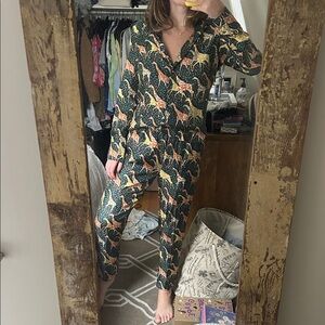 J Crew giraffe print silk set